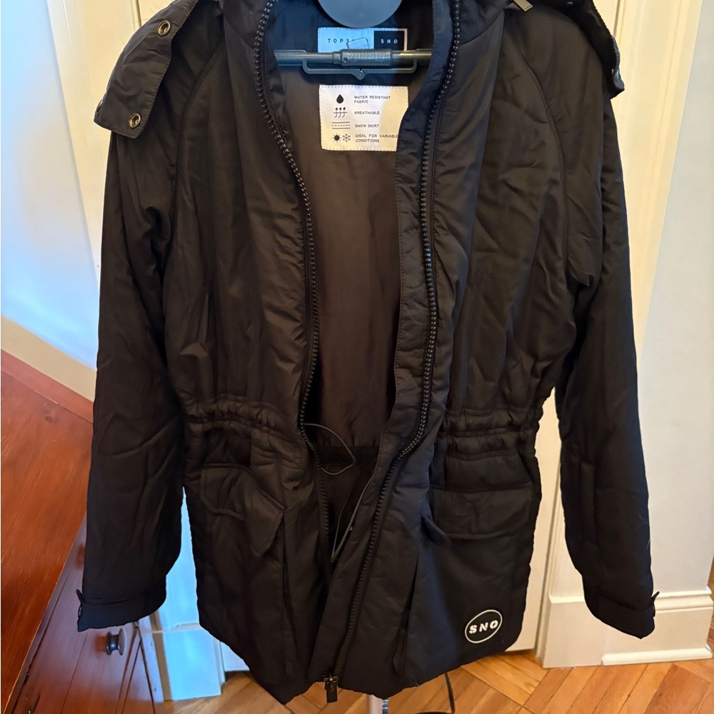 Topshop Black Hooded Parka Jacket